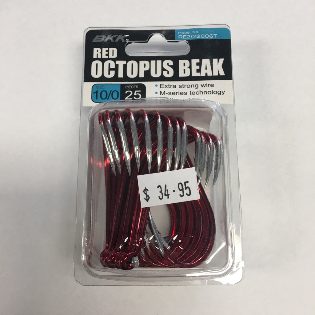 BKK RED OCTOPUS BEAK HOOKS (QTY 25)